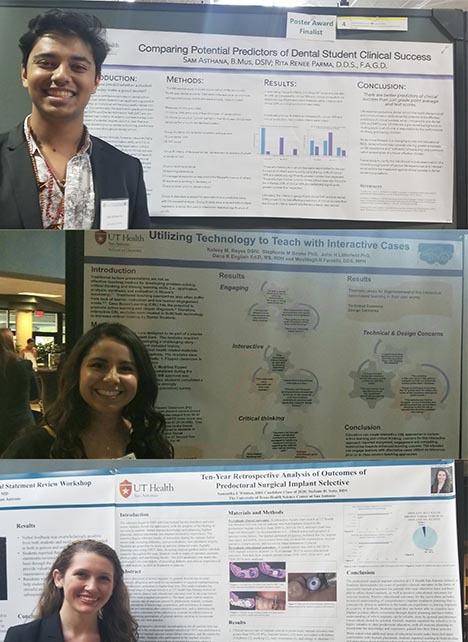 Top to Bottom: DS4s Sam Asthana, Kelsey Reyes, and Samantha Whitten with their posters at the 2020 Shine Academy conference.