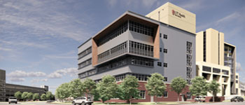 Artist's rendering of the $100 million Center for Brain Health to be constructed. View from Floyd Curl Drive.